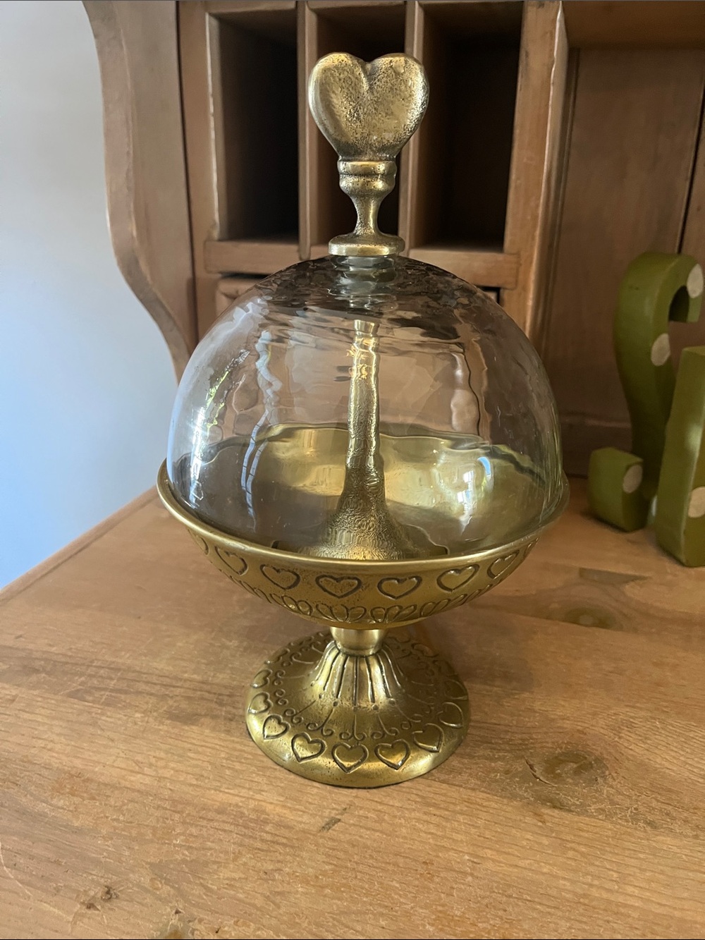 Pottery Barn Teen x Emily & Meritt Brass Glass Domed Heart Jewelry Ring Cloche